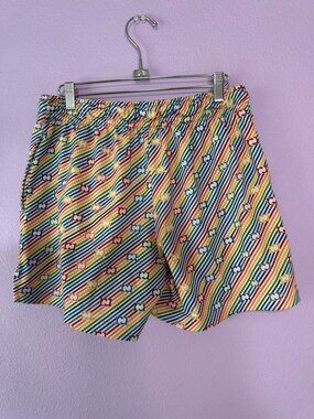 Ryoko Rain Men's Rainbow Stripe Mesh Gym Shorts Athletic Drawstring